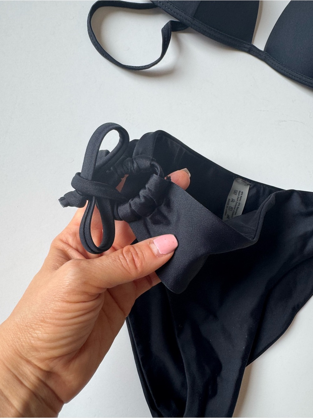 Black Triangle Tie-Side Bikini Set - Picture 2 of 8